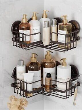 Shower Corner Caddy Suction Cup Stainless Steel Bathroom Shelf Organizer